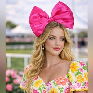 Oversized Statement Classic Pink Bow Headband Fascinator Kentucky Derby Oaks